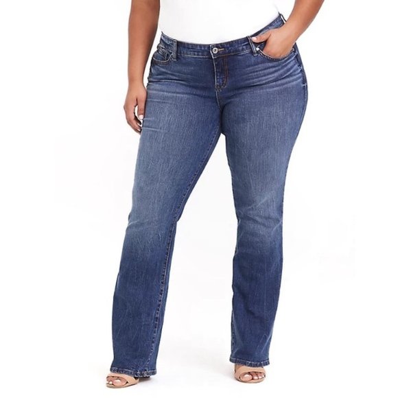 Torrid Relaxed Boot Mid Rise Dark Stretch Jeans